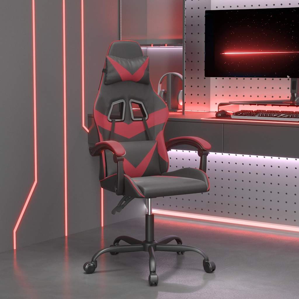 Vidaxl gamestoel kunstleer zwart en wijnrood