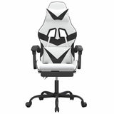 Vidaxl gamestoel met voetensteun kunstleer wit en zwart