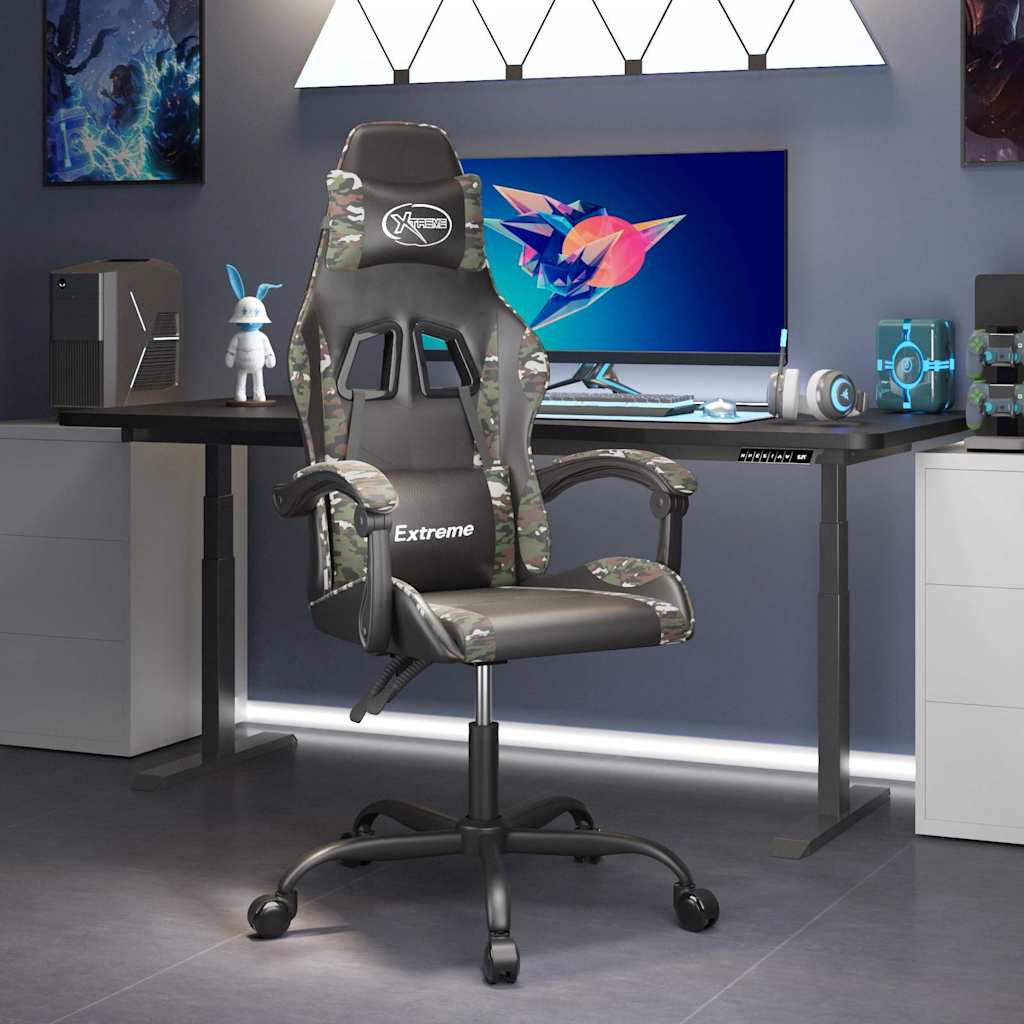 Vidaxl gamestoel kunstleer zwart en camouflage
