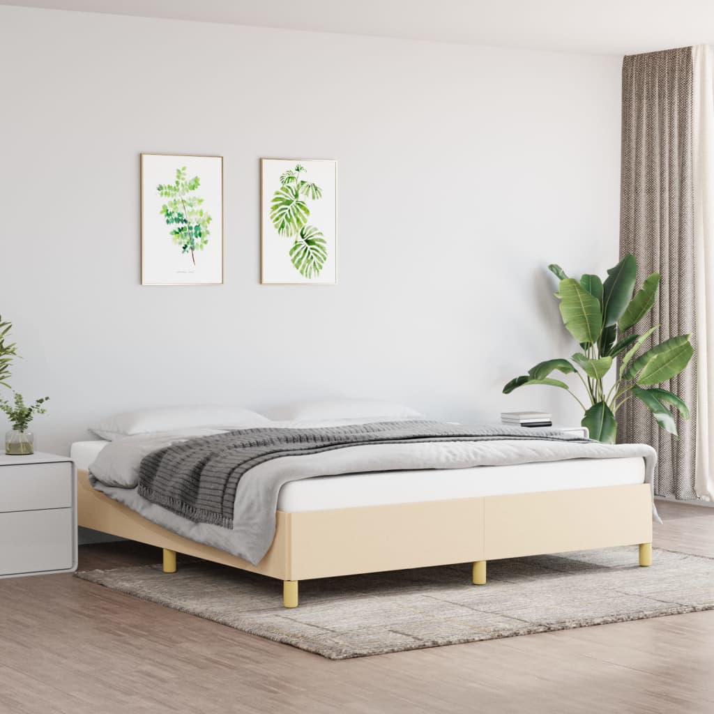 Vidaxl boxspring bed stof crèmekleurig 180x200 cm