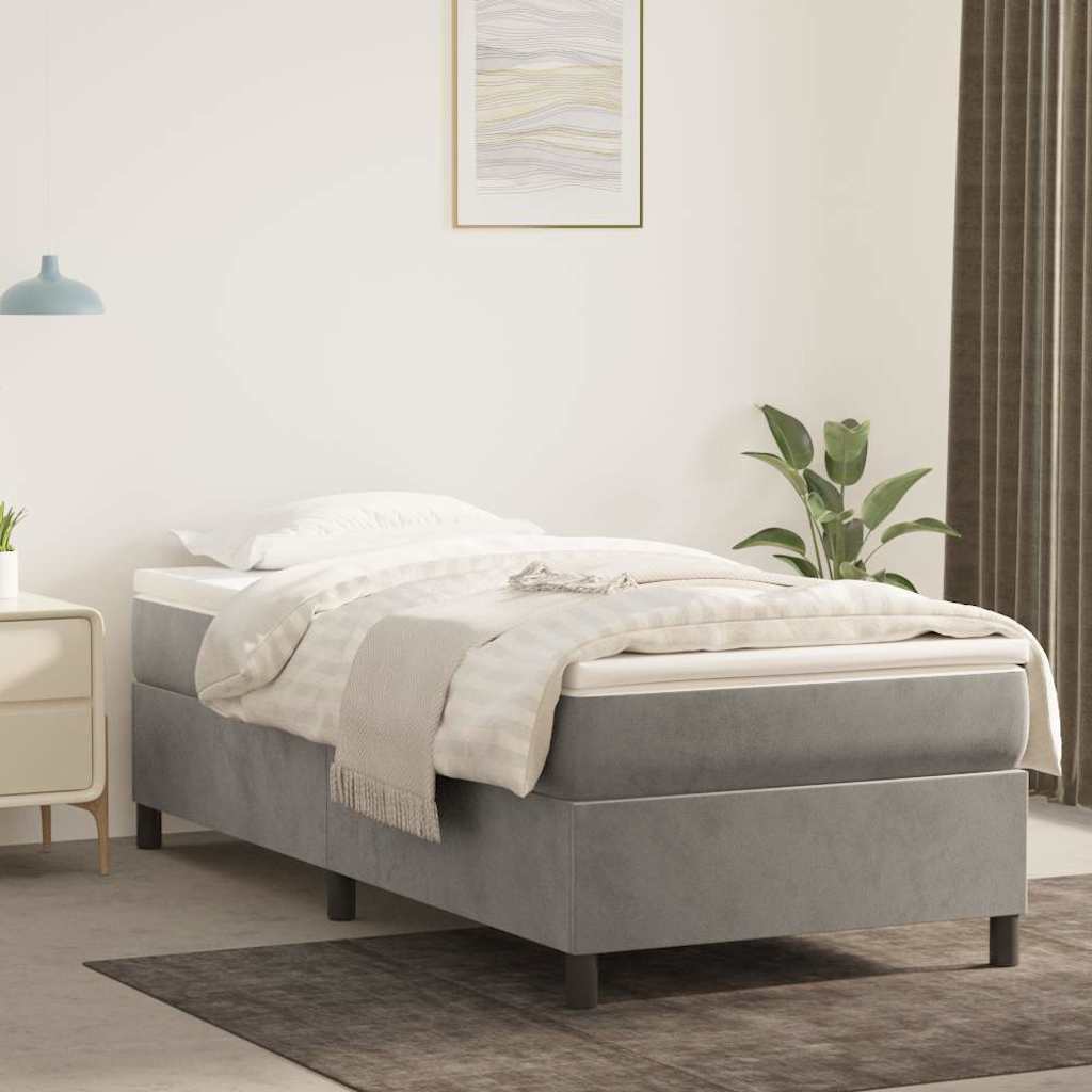 Vidaxl boxspring bed 90x200 cm fluweel lichtgrijs