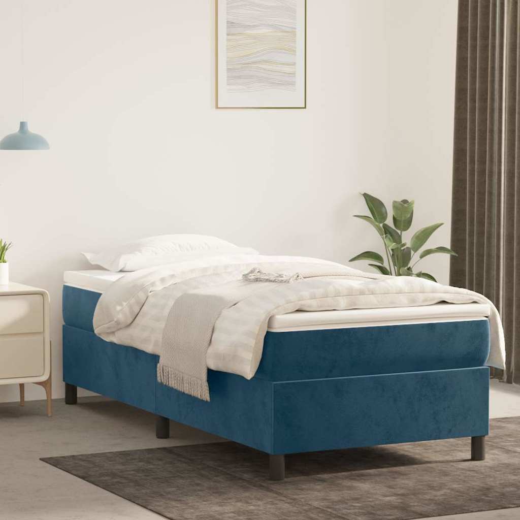 Vidaxl boxspring bed 90x200 cm fluweel donkerblauw