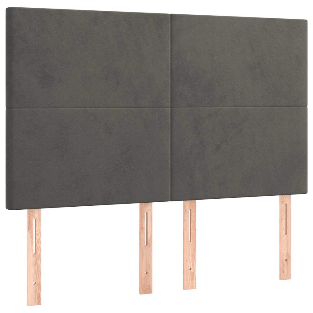 Vidaxl hoofdbord donkergrijs 144x5x118 128 cm fluweel