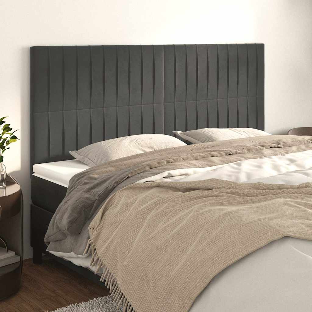 Vidaxl hoofdbord donkergrijs 160x5x118 128 cm fluweel