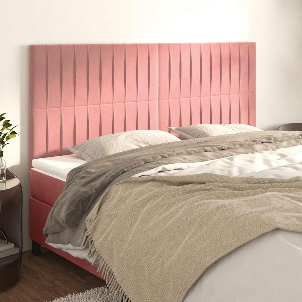 Vidaxl hoofdbord roze 200x5x118 128 cm fluweel