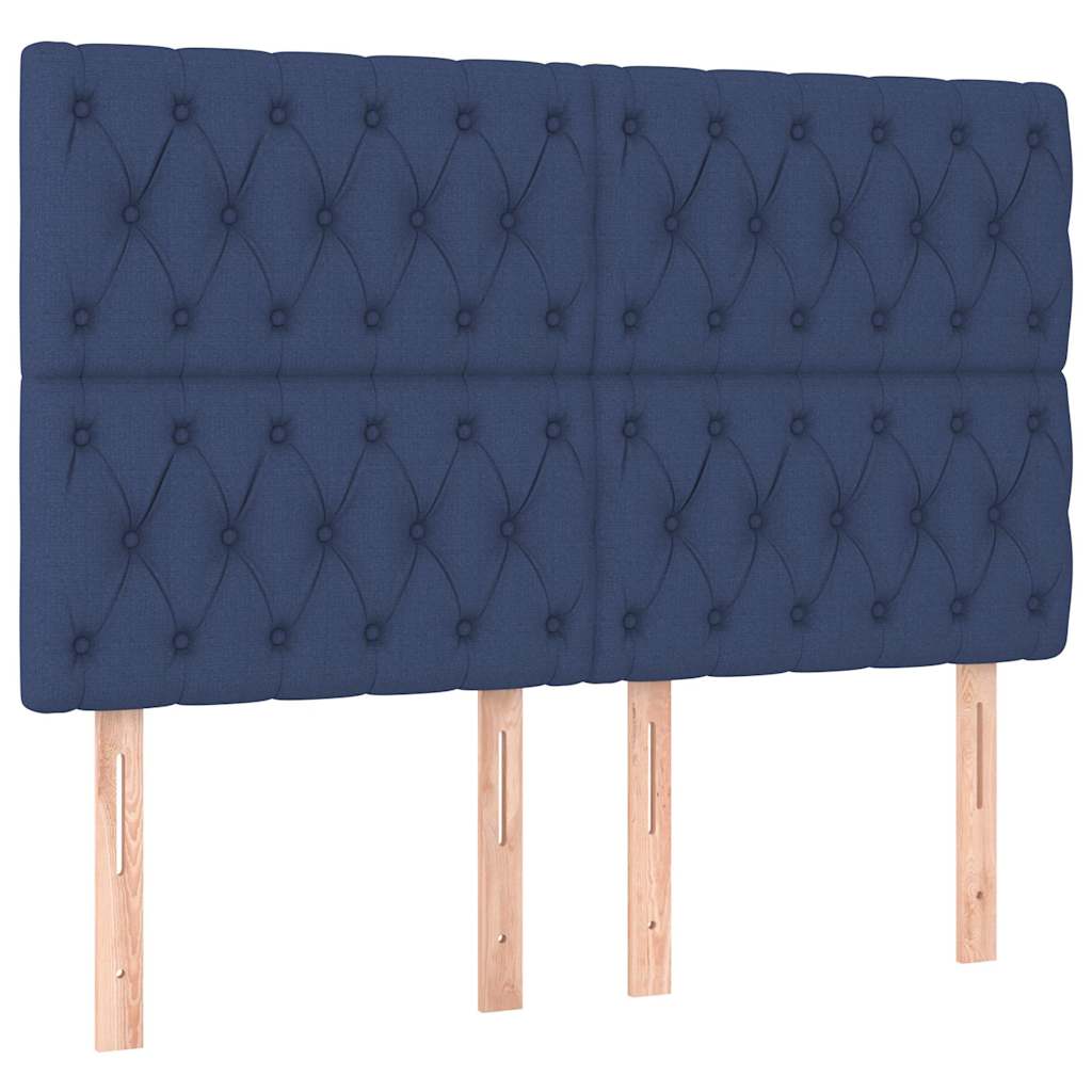 Vidaxl hoofdbord blauw 160x7x118 128 cm stof
