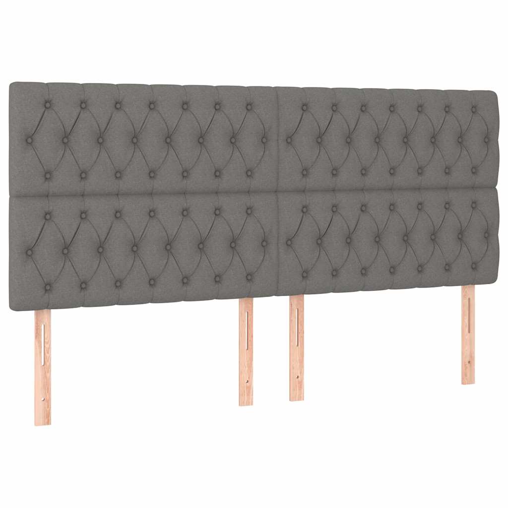 Vidaxl hoofdbord donkergrijs 200x7x118 128 cm stof