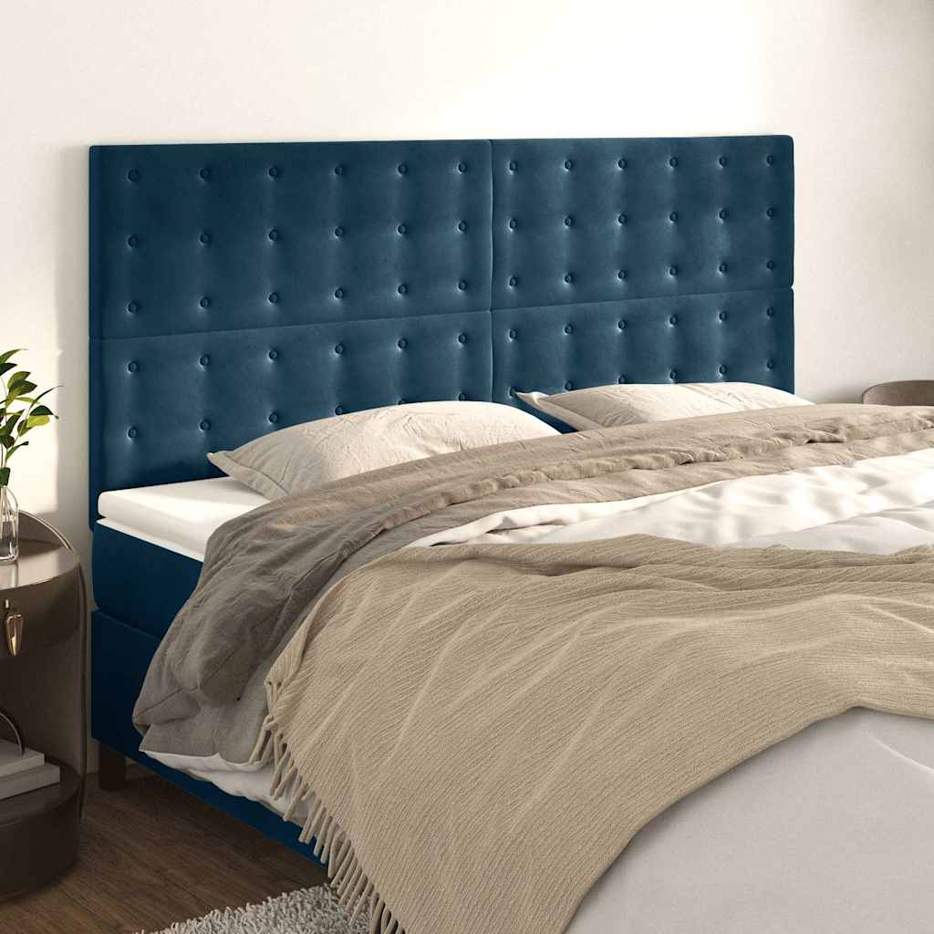 Vidaxl hoofdbord donkerblauw 200x5x118 128 cm fluweel