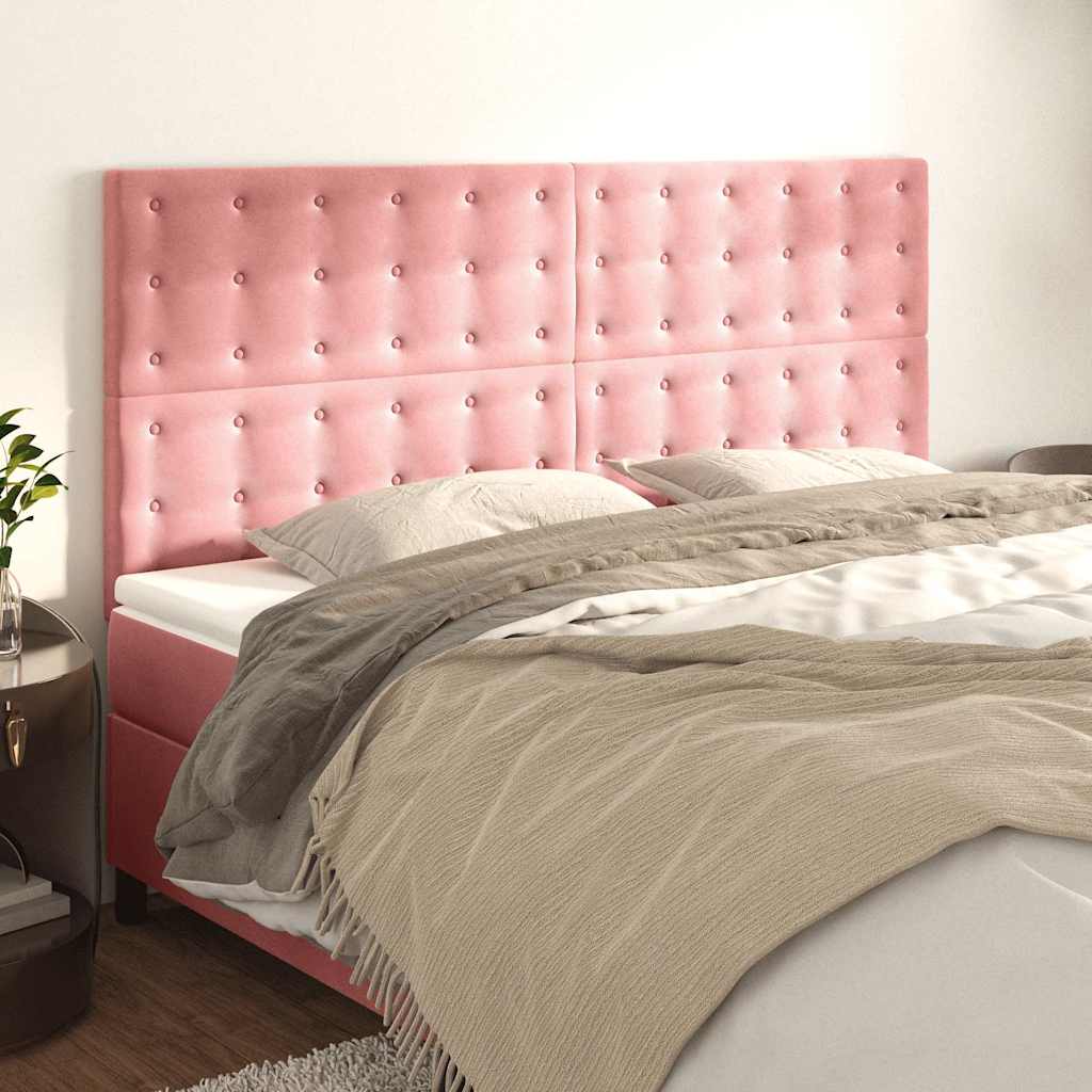 Vidaxl hoofdbord roze 200x5x118 128 cm fluweel