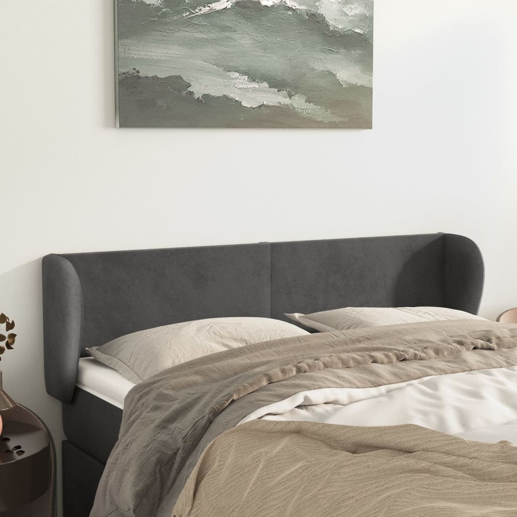 Vidaxl hoofdbord met randen 147x23x78 88 cm fluweel donkergrijs