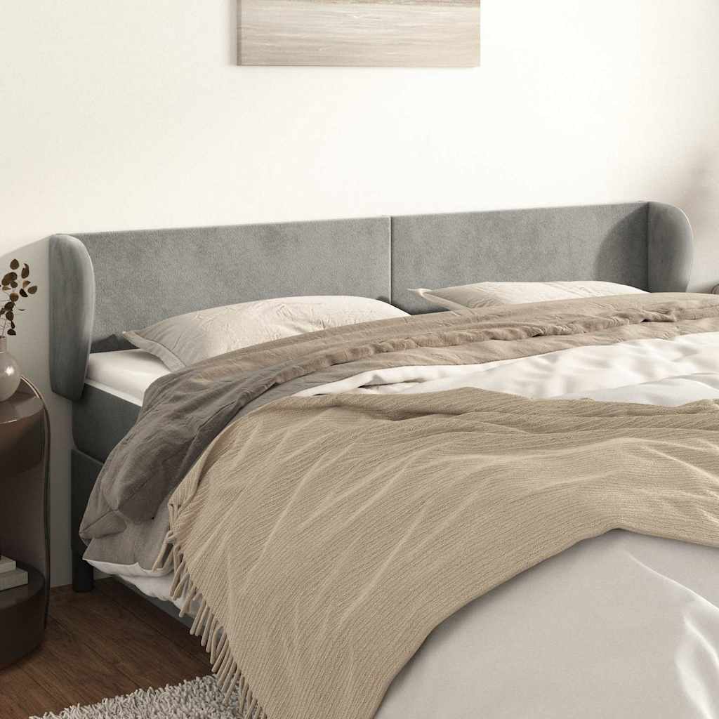Vidaxl hoofdbord met randen 183x23x78 88 cm fluweel lichtgrijs