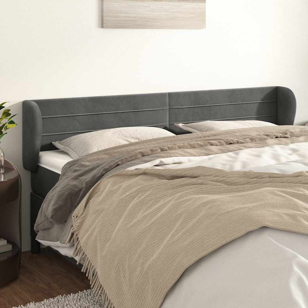 Vidaxl hoofdbord met randen 183x23x78 88 cm fluweel donkergrijs
