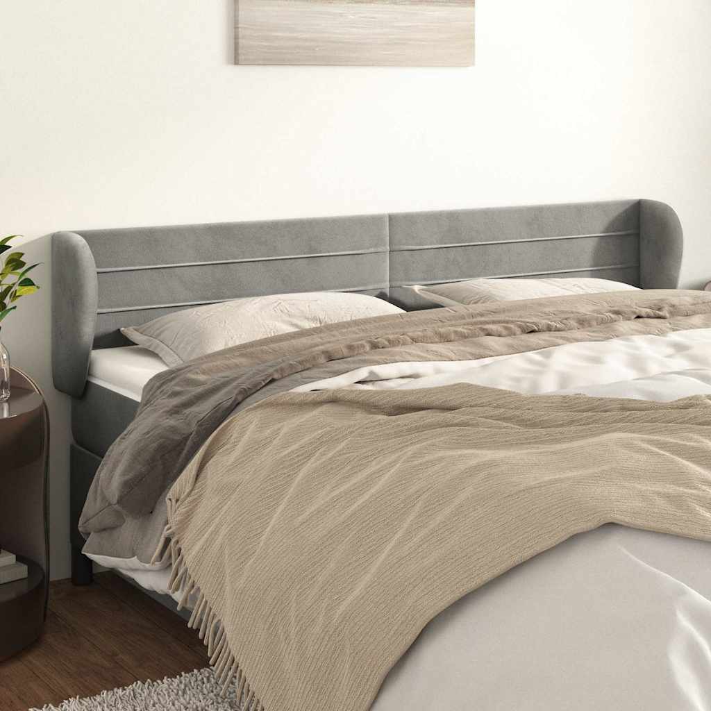 Vidaxl hoofdbord met randen 203x23x78 88 cm fluweel lichtgrijs