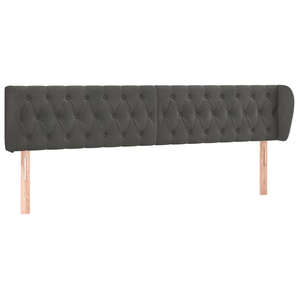 Vidaxl hoofdbord met randen 203x23x78 88 cm fluweel donkergrijs