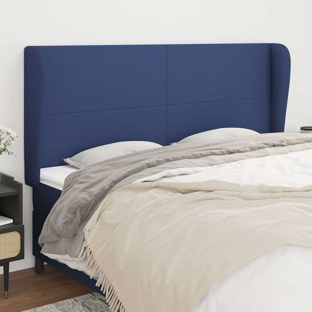 Vidaxl hoofdbord met randen 203x23x118 128 cm stof blauw