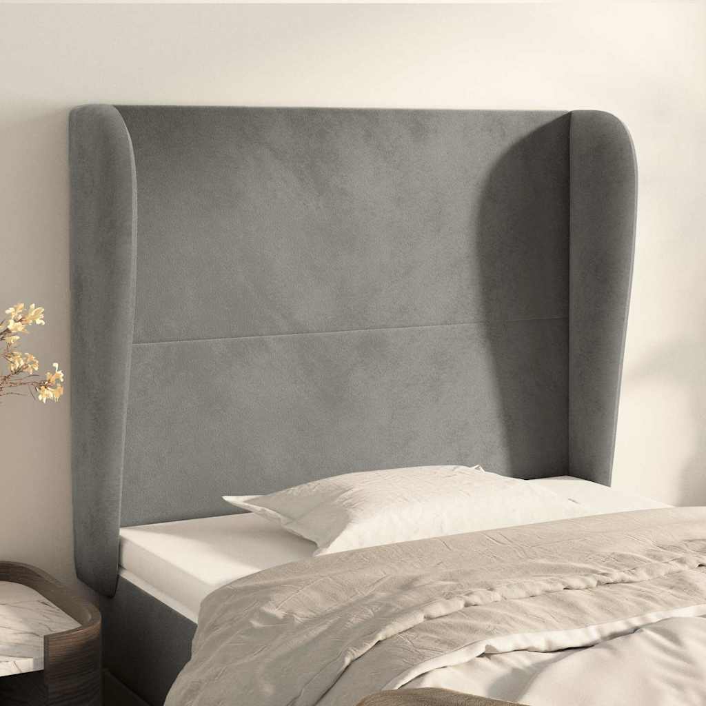 Vidaxl hoofdbord met randen 83x23x118 128 cm fluweel lichtgrijs