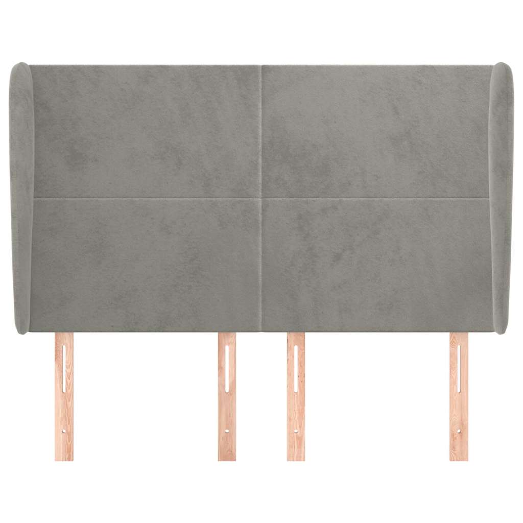 Vidaxl hoofdbord met randen 147x23x118 128 cm fluweel lichtgrijs