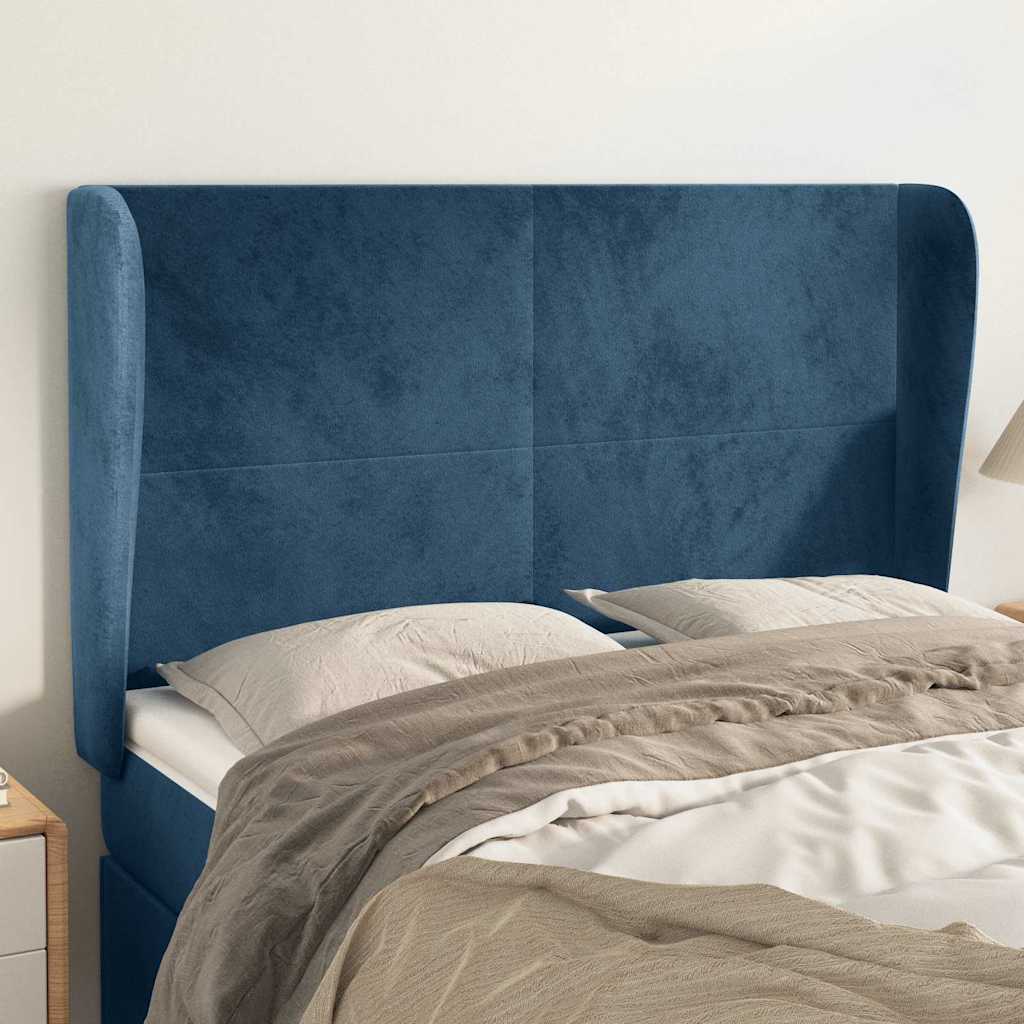Vidaxl hoofdbord met randen 147x23x118 128 cm fluweel donkerblauw