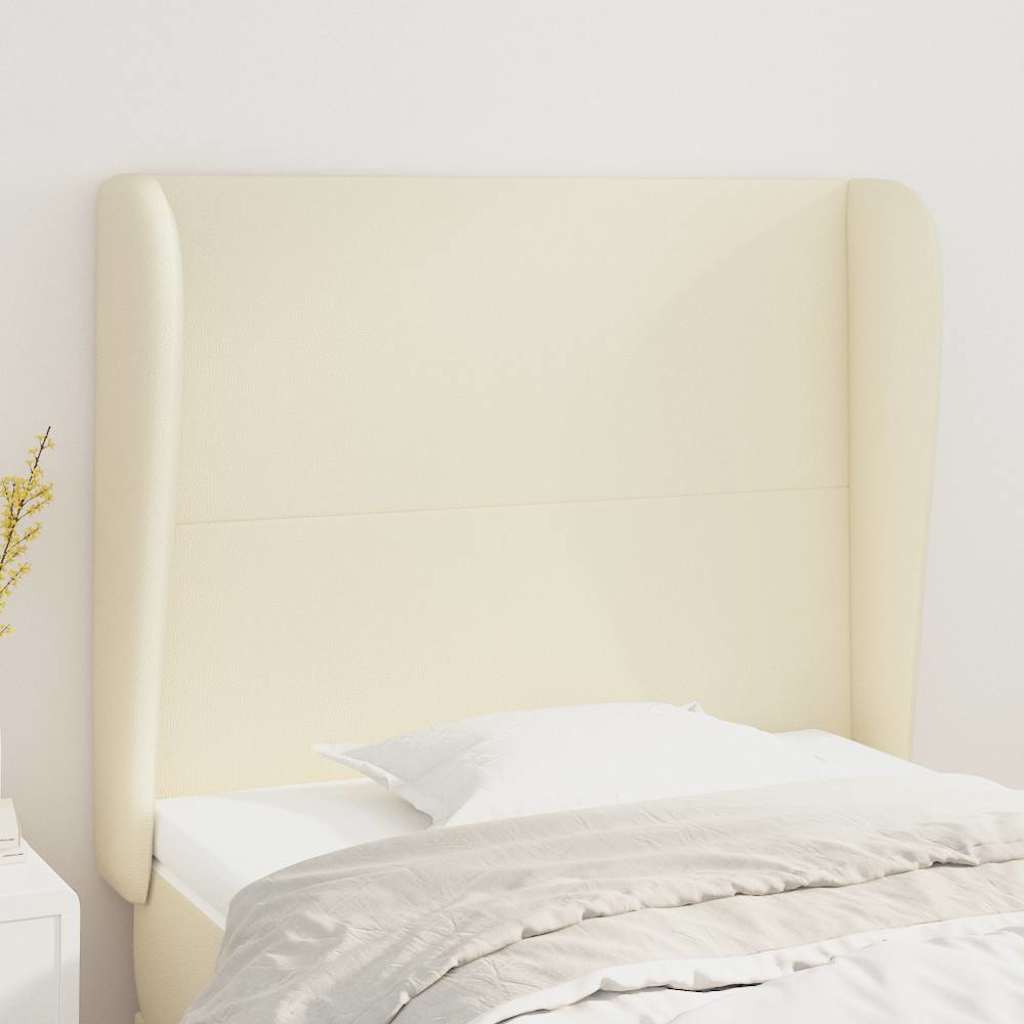 Vidaxl hoofdbord met randen 103x23x118 128 cm kunstleer crèmekleurig