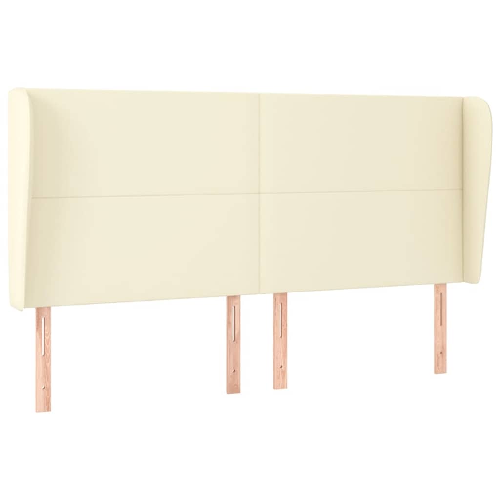 Vidaxl hoofdbord met randen 183x23x118 128 cm kunstleer crèmekleurig