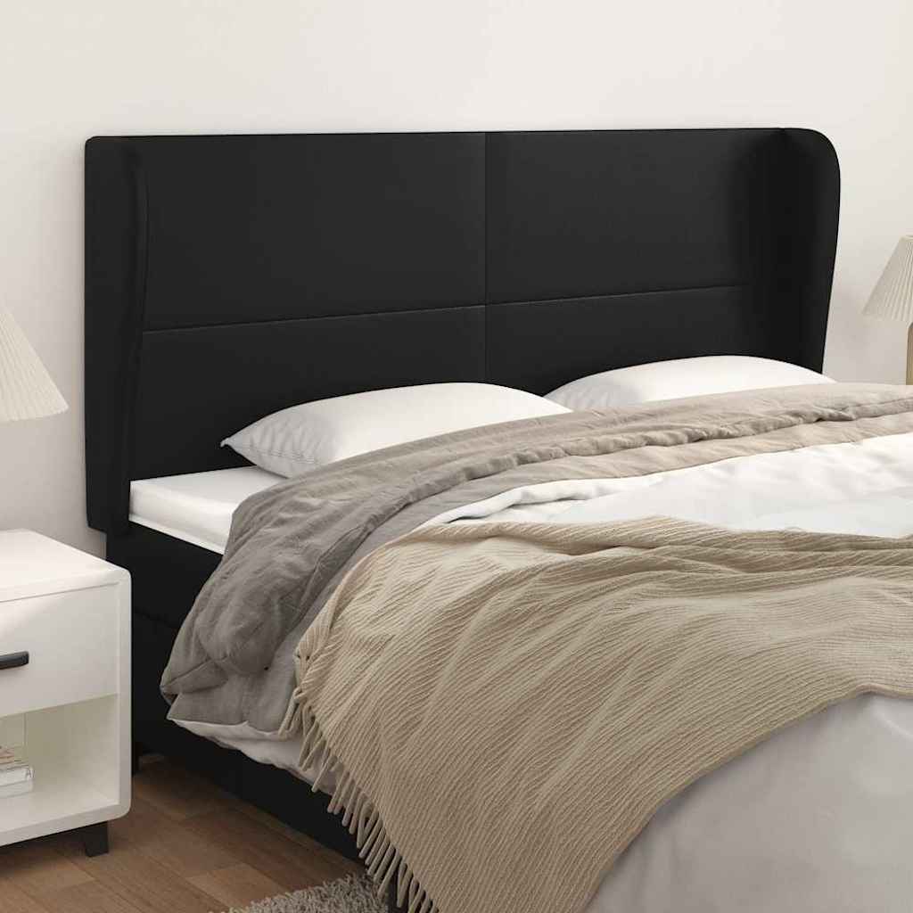 Vidaxl hoofdbord met randen 203x23x118 128 cm kunstleer zwart