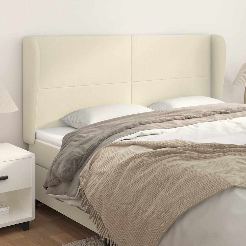 Vidaxl hoofdbord met randen 203x23x118 128 cm kunstleer crèmekleurig