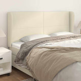 Vidaxl hoofdbord met randen 203x23x118 128 cm kunstleer crèmekleurig