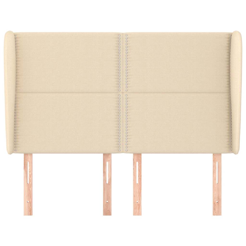 Vidaxl hoofdbord met randen 147x23x118 128 cm stof crèmekleurig