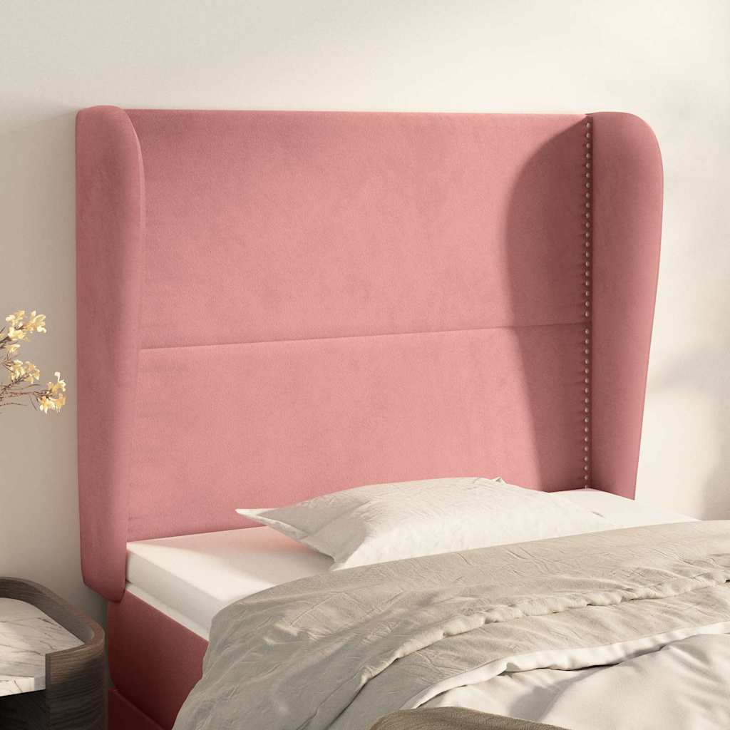 Vidaxl hoofdbord met randen 93x23x118 128 cm fluweel roze