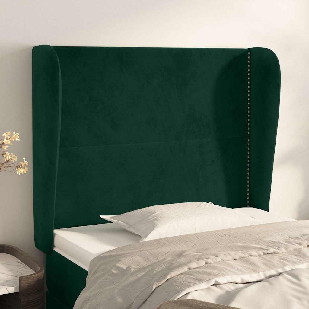 Vidaxl hoofdbord met randen 103x23x118 128 cm fluweel donkergroen