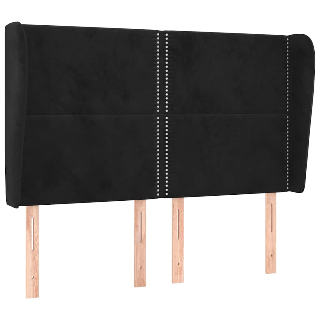 Vidaxl hoofdbord met randen 147x23x118 128 cm fluweel zwart