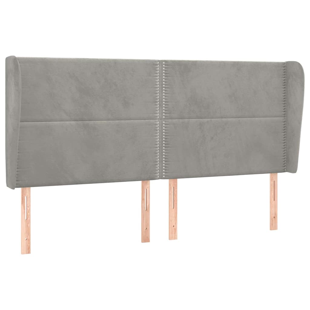 Vidaxl hoofdbord met randen 203x23x118 128 cm fluweel lichtgrijs