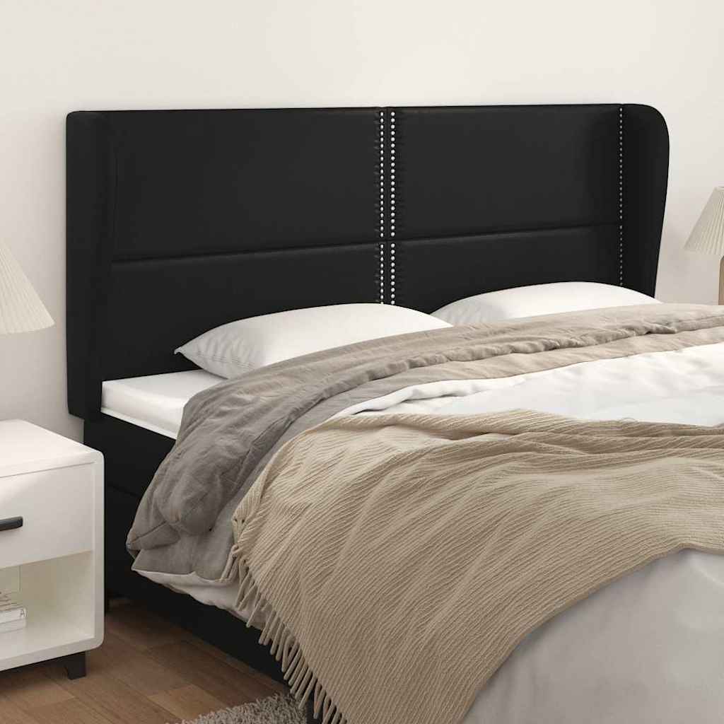 Vidaxl hoofdbord met randen 183x23x118 128 cm kunstleer zwart