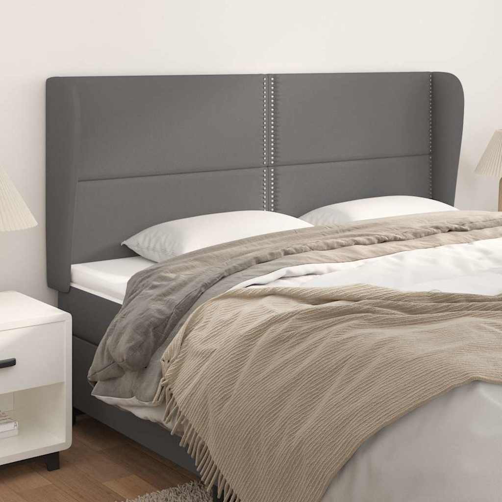 Vidaxl hoofdbord met randen 203x23x118 128 cm kunstleer grijs