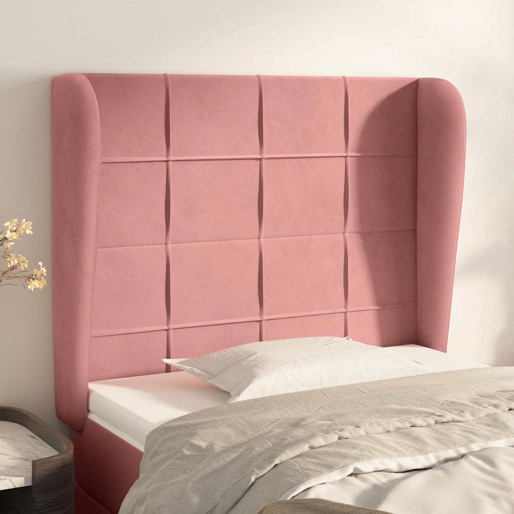 Vidaxl hoofdbord met randen 93x23x118 128 cm fluweel roze