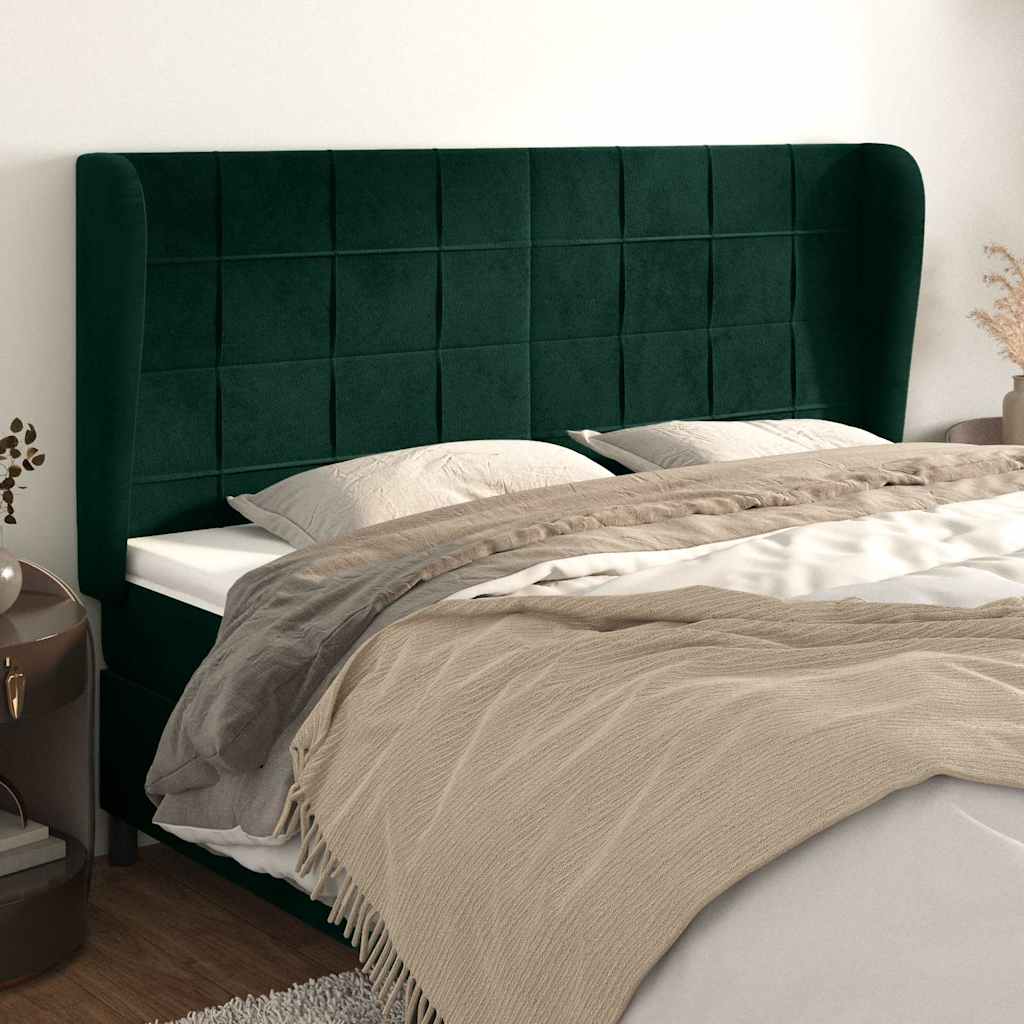 Vidaxl hoofdbord met randen 163x23x118 128 cm fluweel donkergroen