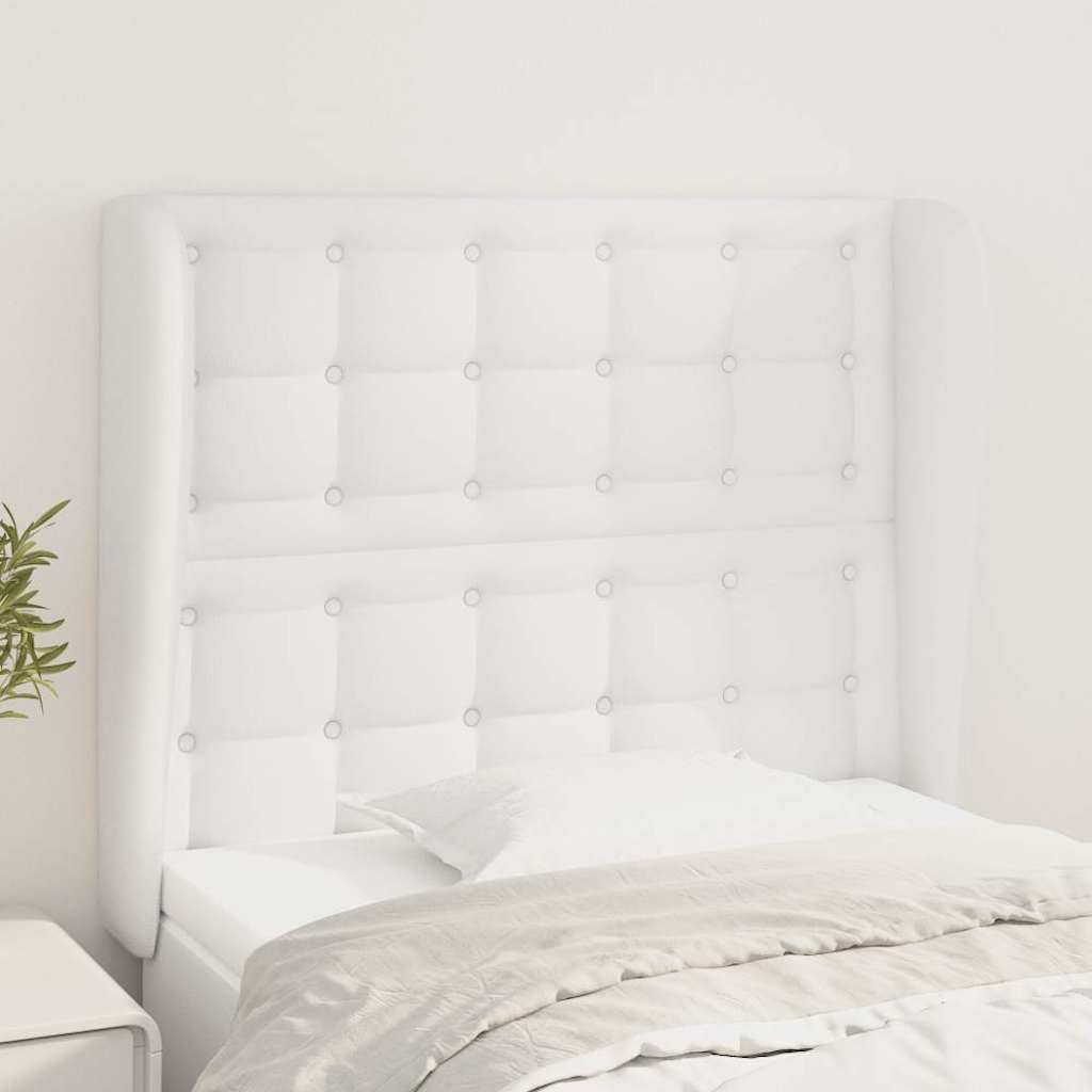 Vidaxl hoofdbord met randen 103x23x118 128 cm kunstleer wit