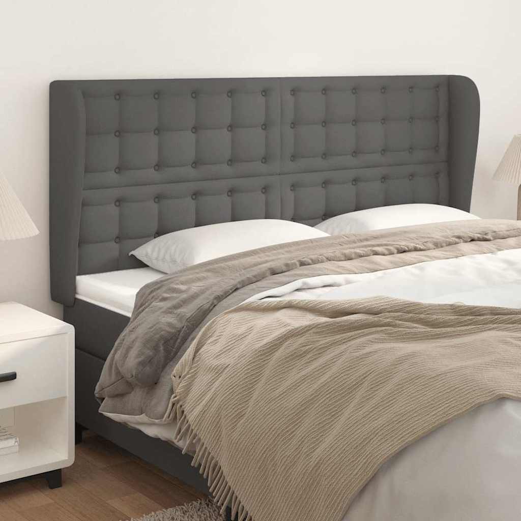 Vidaxl hoofdbord met randen 163x23x118 128 cm kunstleer grijs