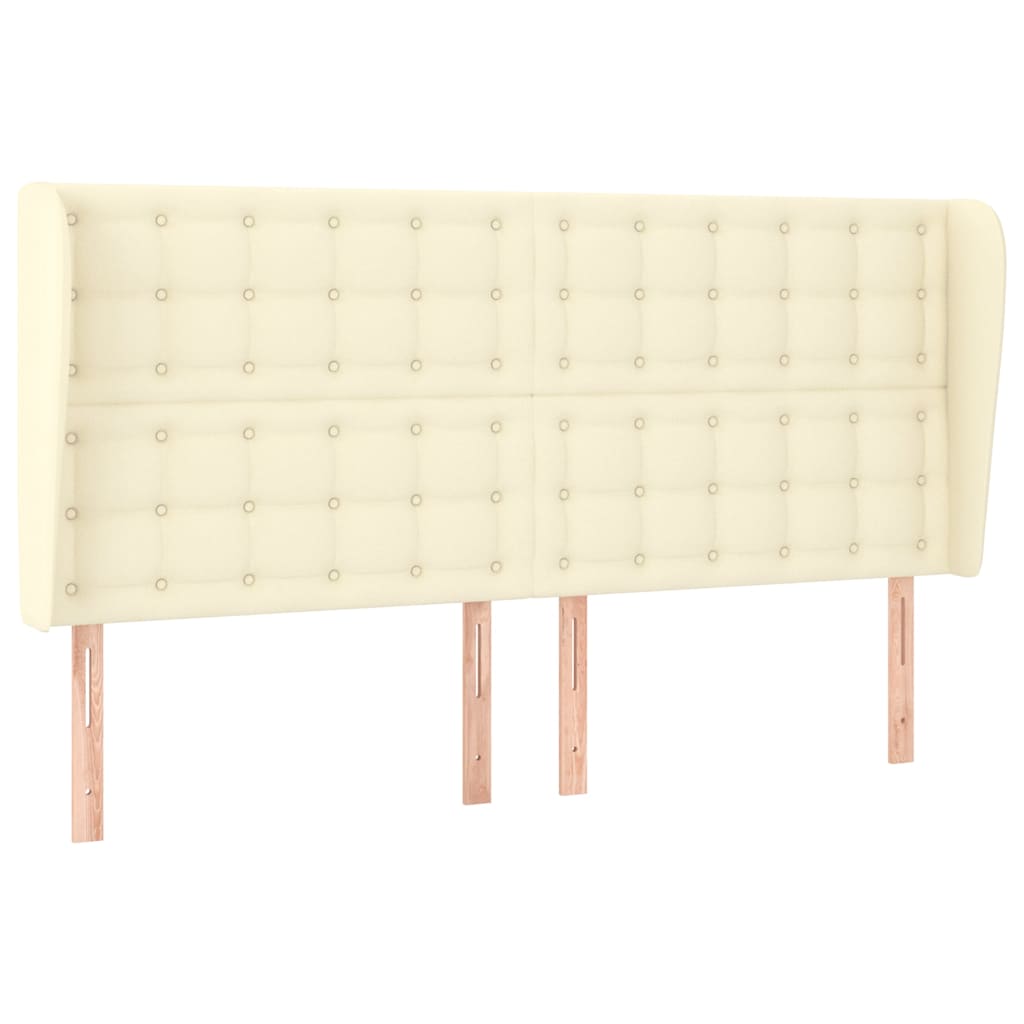 Vidaxl hoofdbord met randen 203x23x118 128 cm kunstleer crèmekleurig