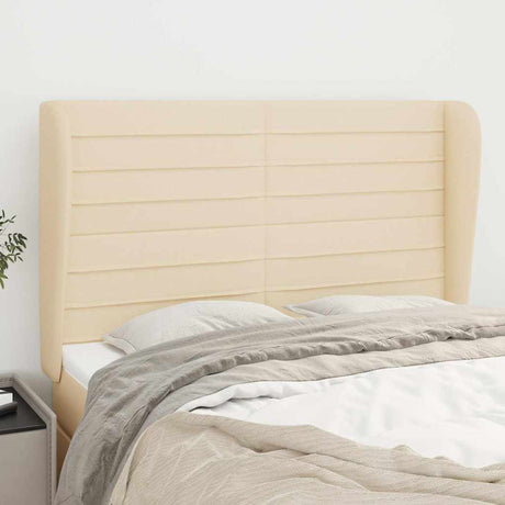 Vidaxl hoofdbord met randen 147x23x118 128 cm stof crèmekleurig