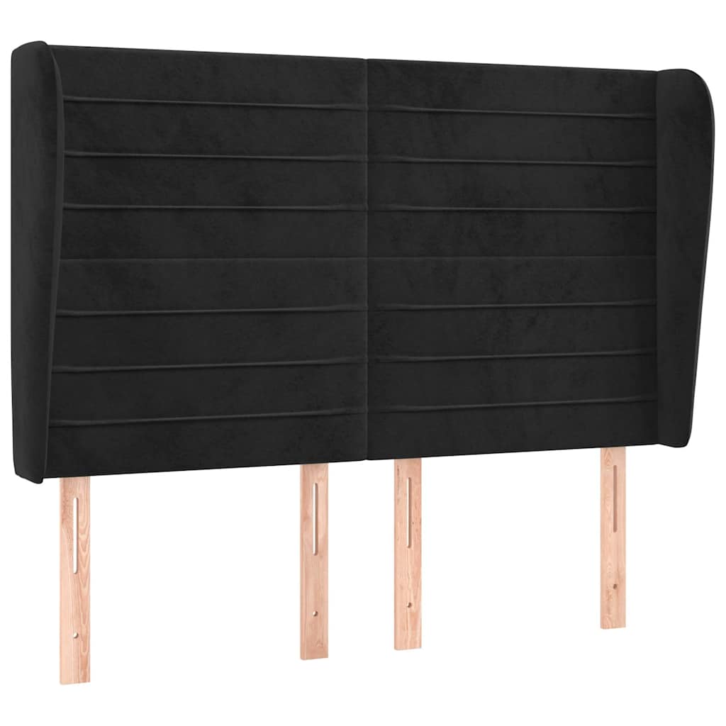 Vidaxl hoofdbord met randen 147x23x118 128 cm fluweel zwart