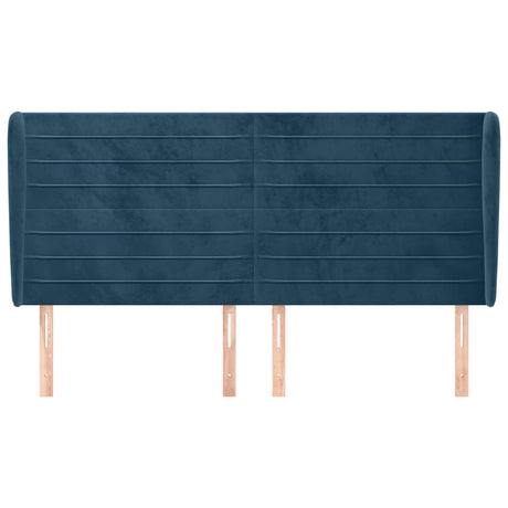 Vidaxl hoofdbord met randen 163x23x118 128 cm fluweel donkerblauw