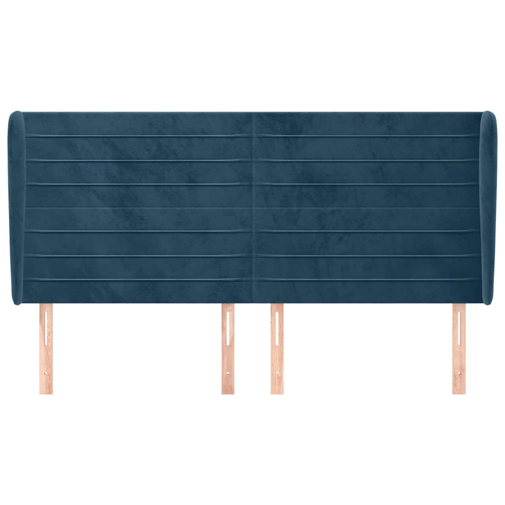 Vidaxl hoofdbord met randen 183x23x118 128 cm fluweel donkerblauw