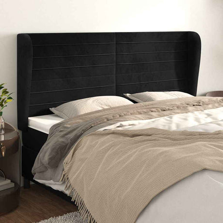 Vidaxl hoofdbord met randen 203x23x118 128 cm fluweel zwart