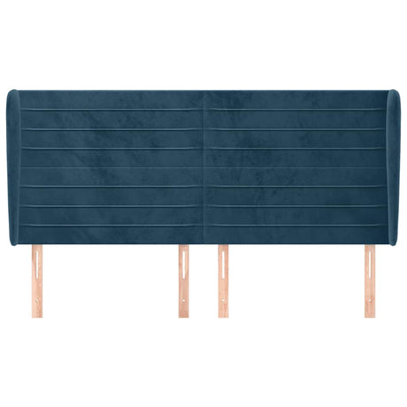 Vidaxl hoofdbord met randen 203x23x118 128 cm fluweel donkerblauw