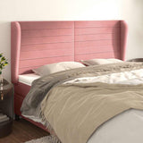 Vidaxl hoofdbord met randen 203x23x118 128 cm fluweel roze
