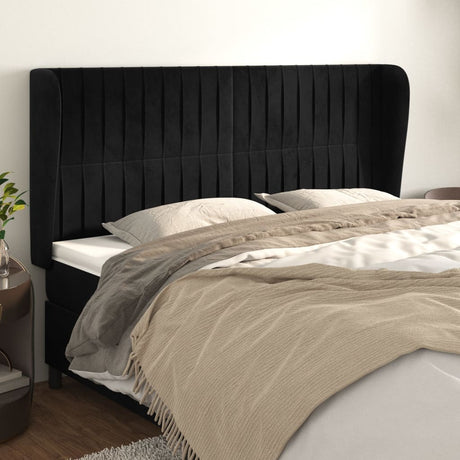Vidaxl hoofdbord met randen 163x23x118 128 cm fluweel zwart