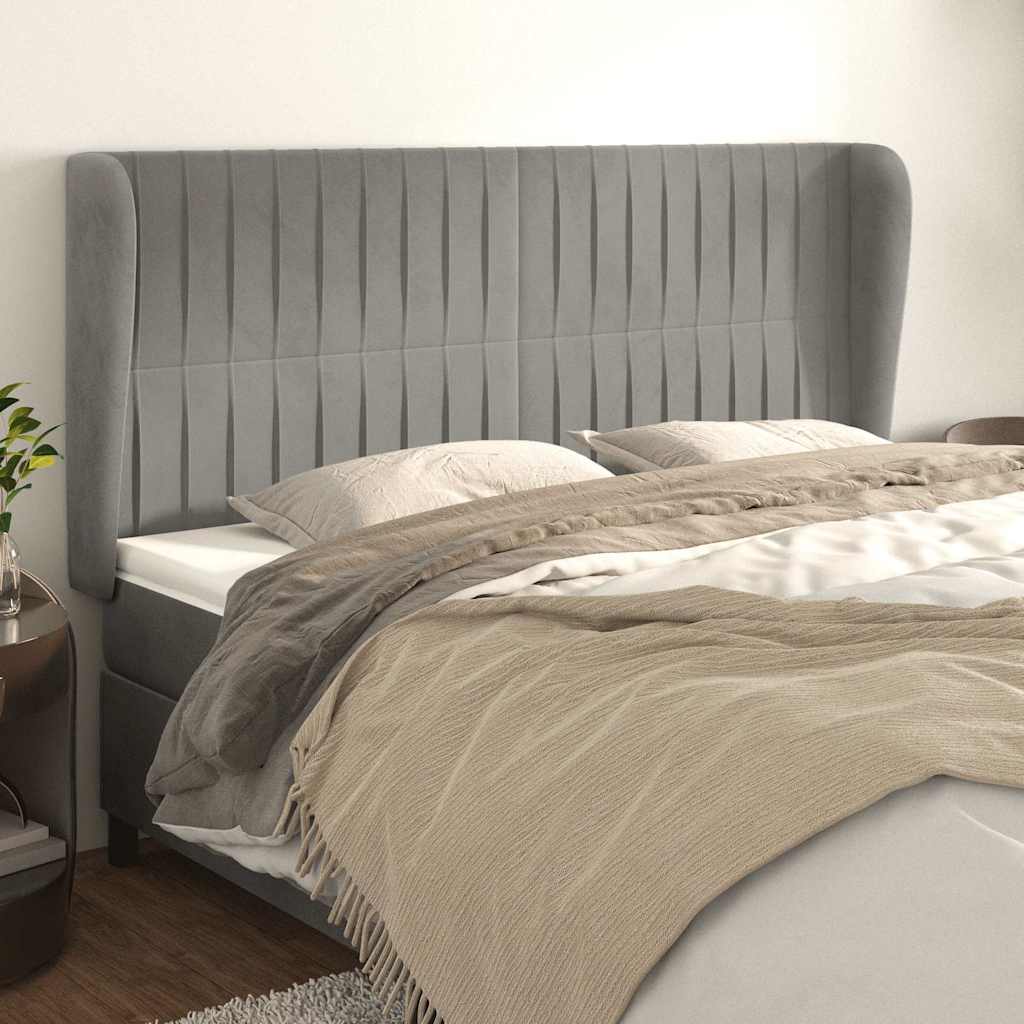 Vidaxl hoofdbord met randen 183x23x118 128 cm fluweel lichtgrijs
