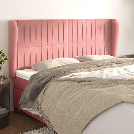 Vidaxl hoofdbord met randen 203x23x118 128 cm fluweel roze