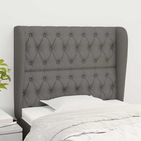 Vidaxl hoofdbord met randen 103x23x118 128 cm stof donkergrijs